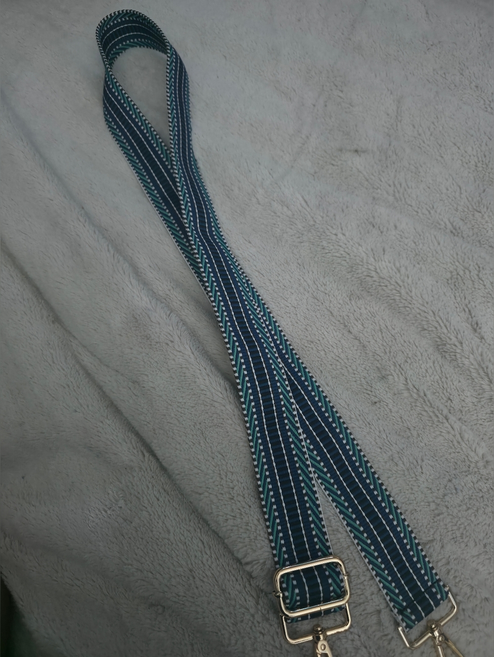 Portland Leather Co. Adjustable Multi Colored Navy/Teal Crossbody/Shoulder Strap